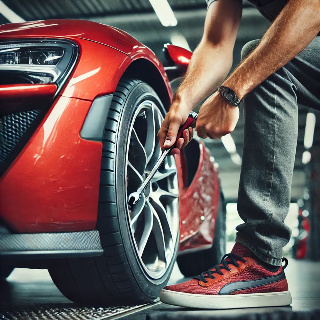 Tekniker skifter dekk